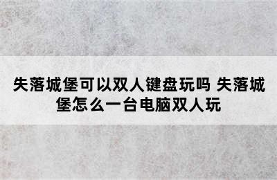 失落城堡可以双人键盘玩吗 失落城堡怎么一台电脑双人玩